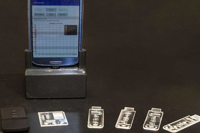  Kết quả xét nghiệm từ thiết bị được đọc trên ứng dụng di động.