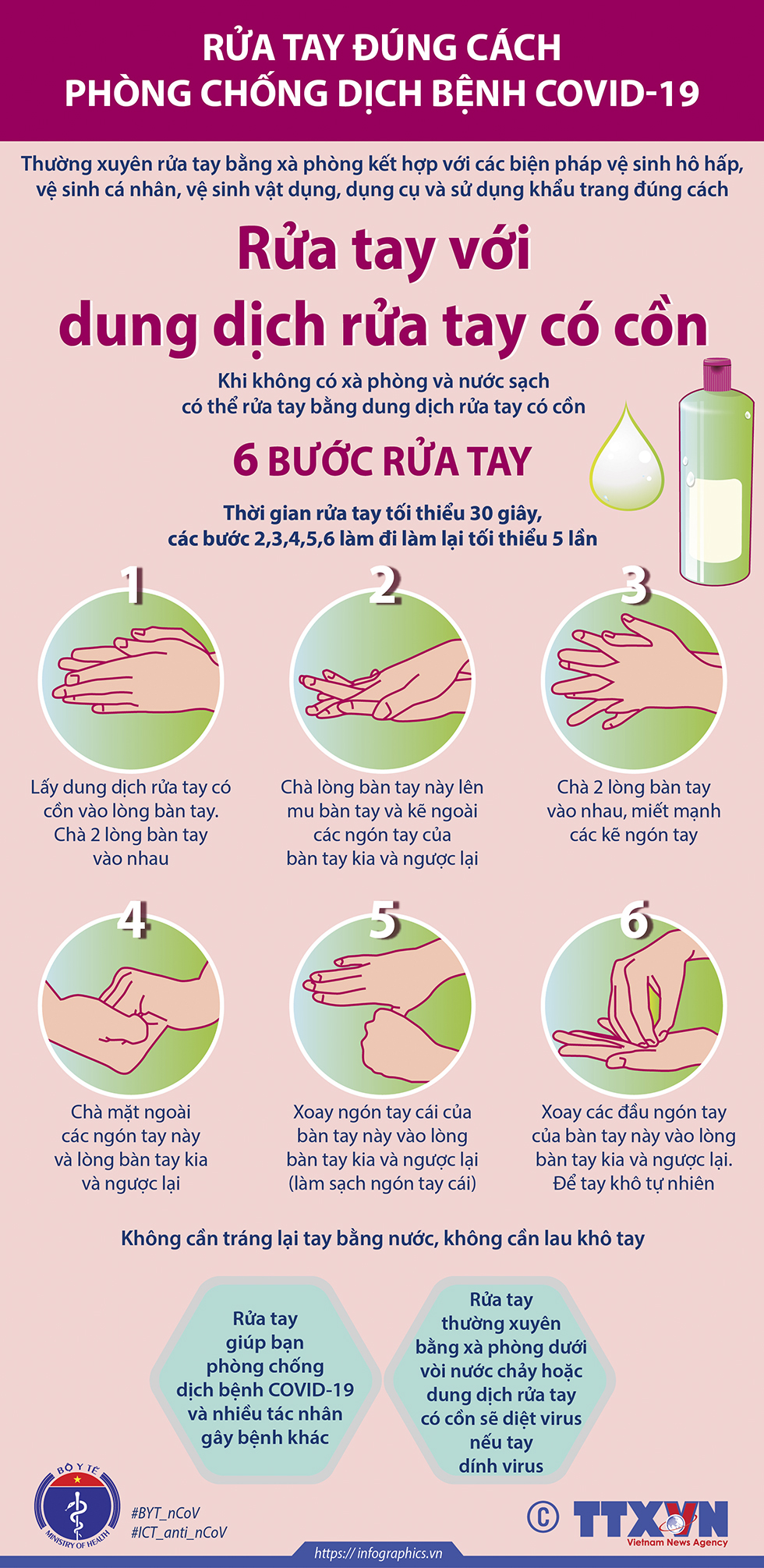 Rửa tay với dung dịch rửa tay có cồn