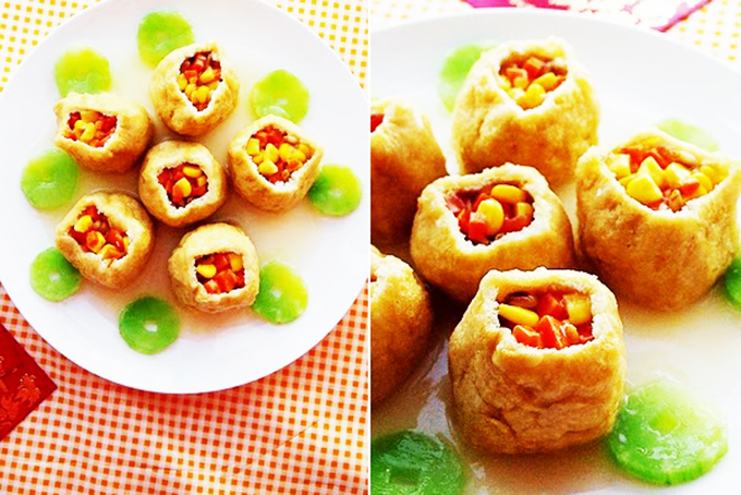 Đậu nhồi rau củ hấp