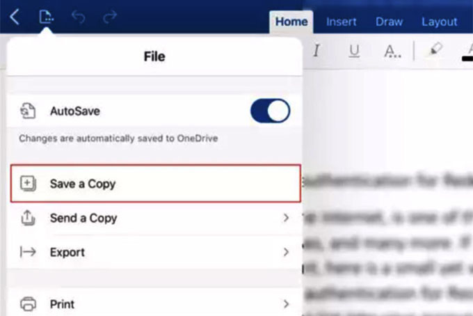  Chọn Save a Copy để đồng bộ dữ liệu lên Dropbox