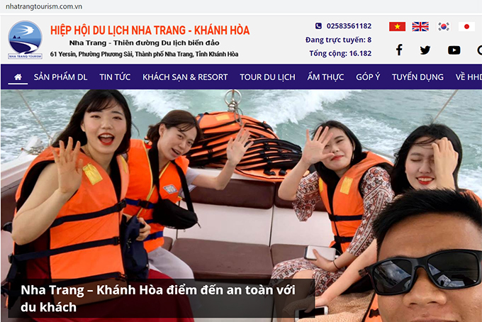 Trang chủ website của Hiệp hội Du lịch Nha Trang - Khánh Hòa