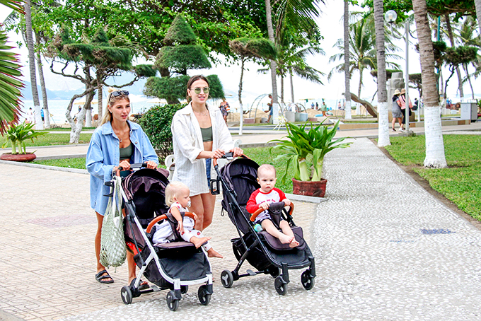 Foreign tourists strolling in Nha Trang City