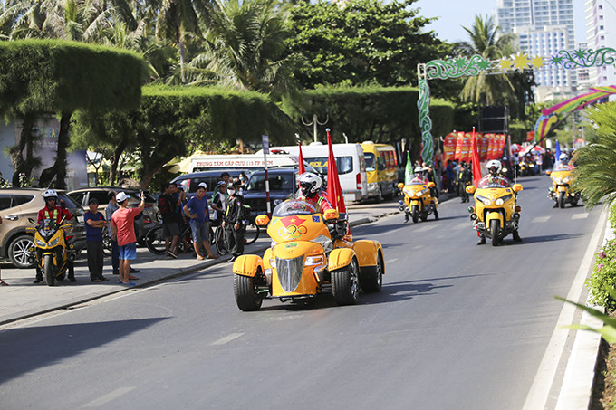 Motorcycle team escorting the race