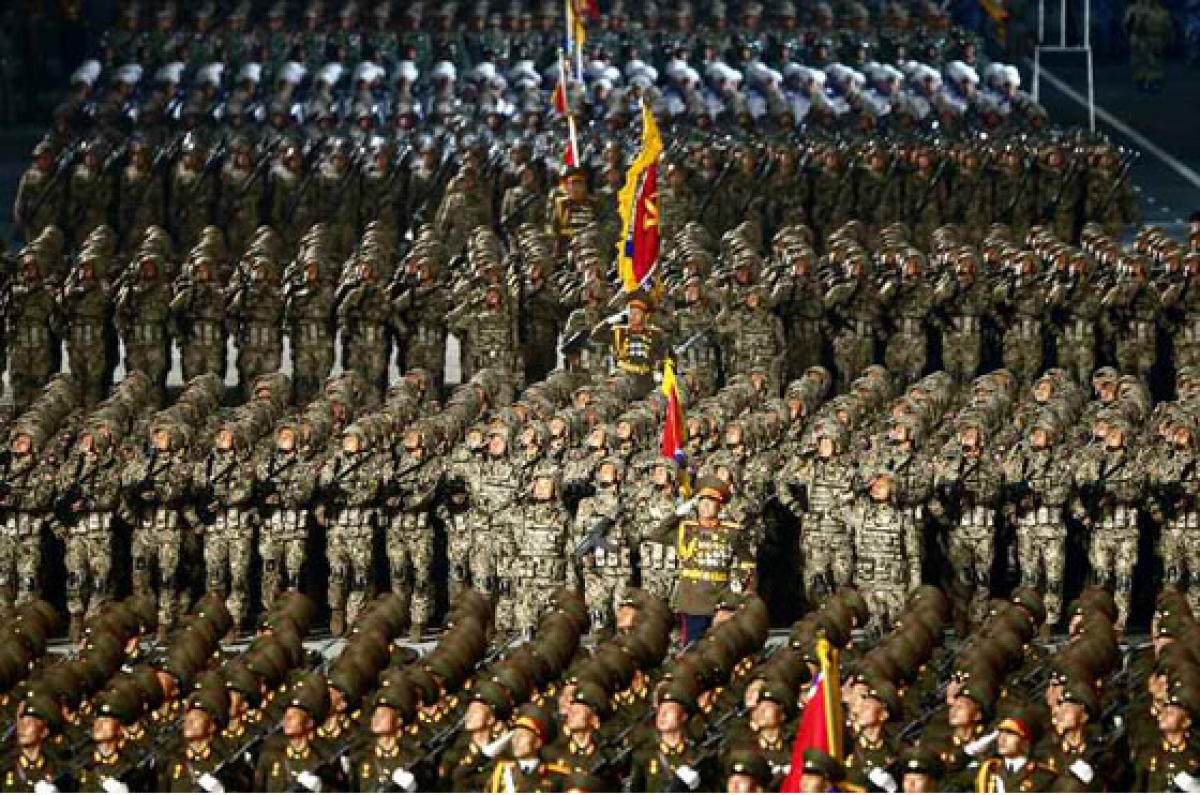 Diễu hành của các lực lượng vũ trang Triều Tiên. (Nguồn Rodong Sinmun)