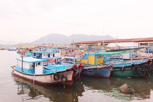 Tàu thuyền ngư dân về neo đậu tải cảng cá Đá Bạc.