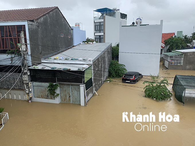 Một khu vực ở xã Vĩnh Thạnh bị ngập sâu