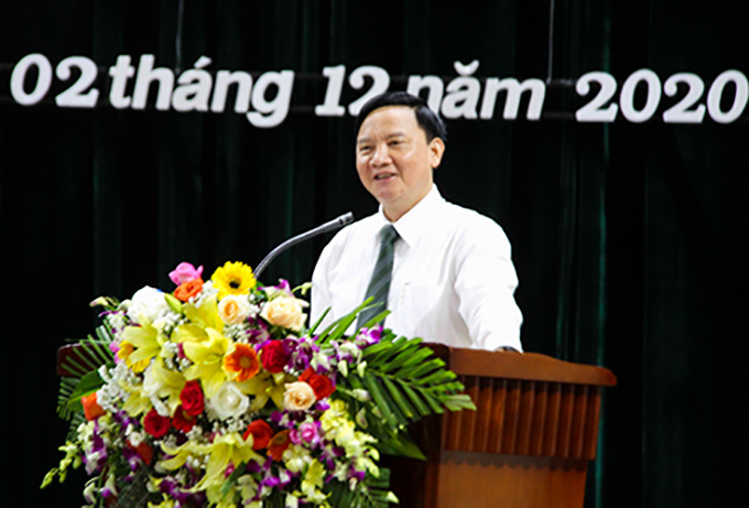 Bí thư Tỉnh ủy Khánh Hòa Nguyễn Khắc Định phát biểu chỉ đạo hội nghị