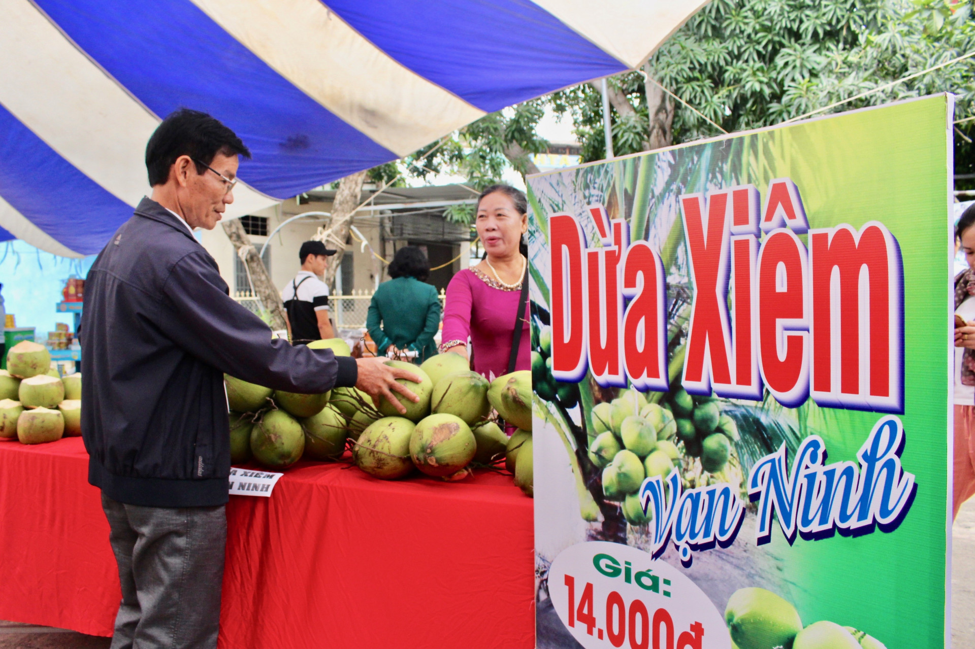 Dừa Xiêm Vạn Ninh tại phiên chợ