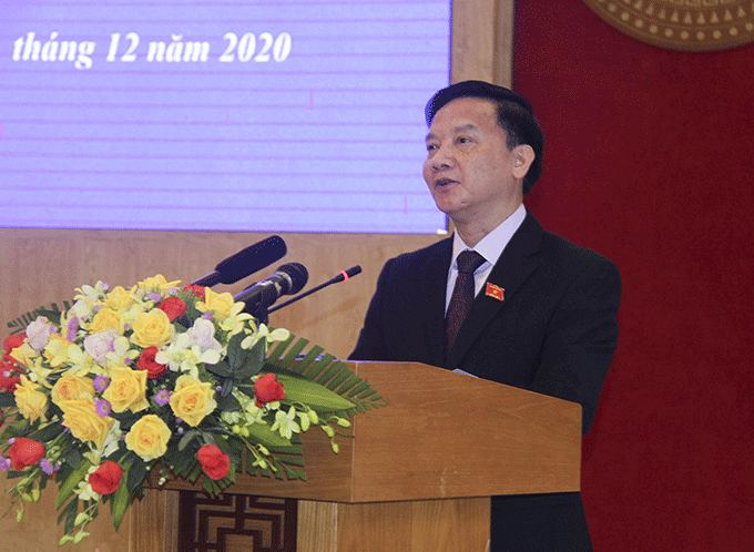 Bí thư Tỉnh ủy Nguyễn Khắc Định phát biểu chỉ đạo kỳ họp thứ 13, HĐND tỉnh khóa VI