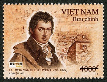  Mẫu tem chân dung nhà soạn nhạc vĩ đại Beethoven.