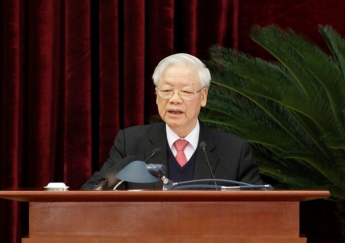 Tổng Bí thư, Chủ tịch nước Nguyễn Phú Trọng phát biểu bế mạc Hội nghị - Ảnh: Phạm Cường 