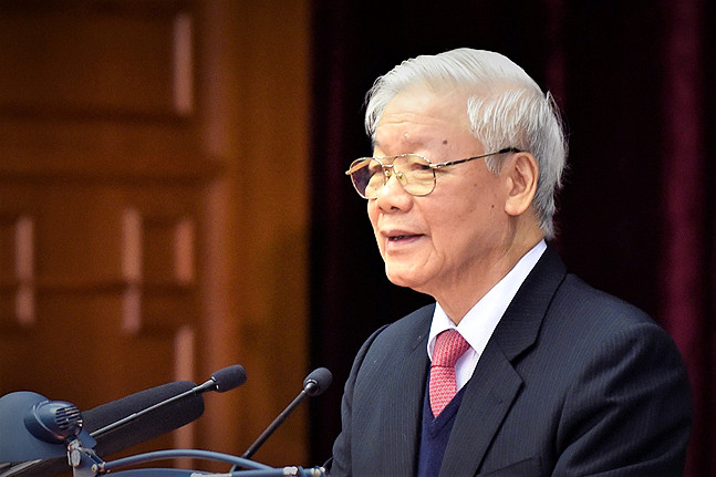 Tổng Bí thư, Chủ tịch nước Nguyễn Phú Trọng phát biểu tại hội nghị. Ảnh VGP/Nhật Bắc