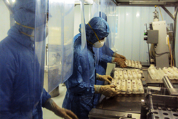 Quy trình sản xuất vắc xin tại IVAC.   