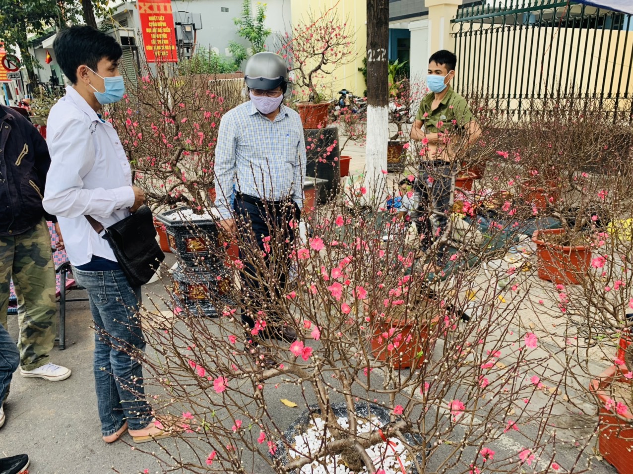 People shopping for Tet flowers