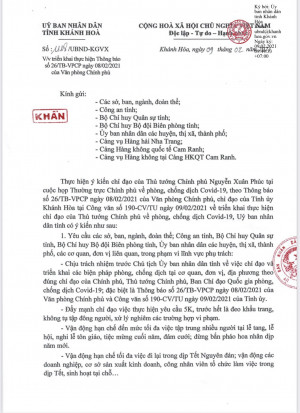 Khánh Hòa: Triển khai thực hiện chỉ đạo của Thủ tướng Chính phủ về phòng, chống dịch Covid-19