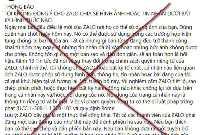 Cảnh báo việc chia sẻ, lan truyền tin giả trên Zalo và Facebook