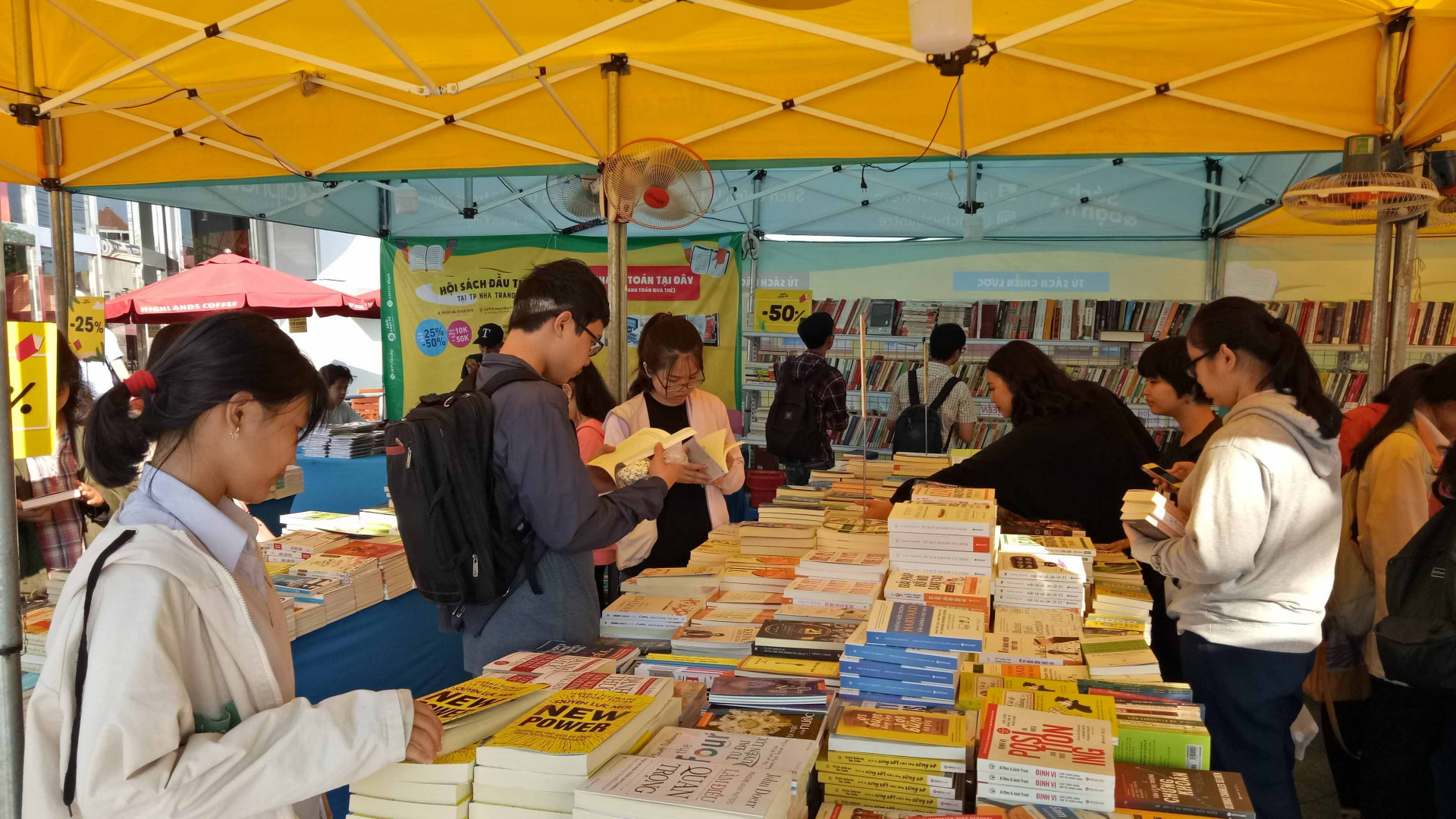People visit a book fair in Nha Trang