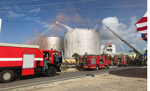 Diễn tập phương án chữa cháy và cứu nạn, cứu hộ tại Kho xăng dầu Vĩnh Nguyên