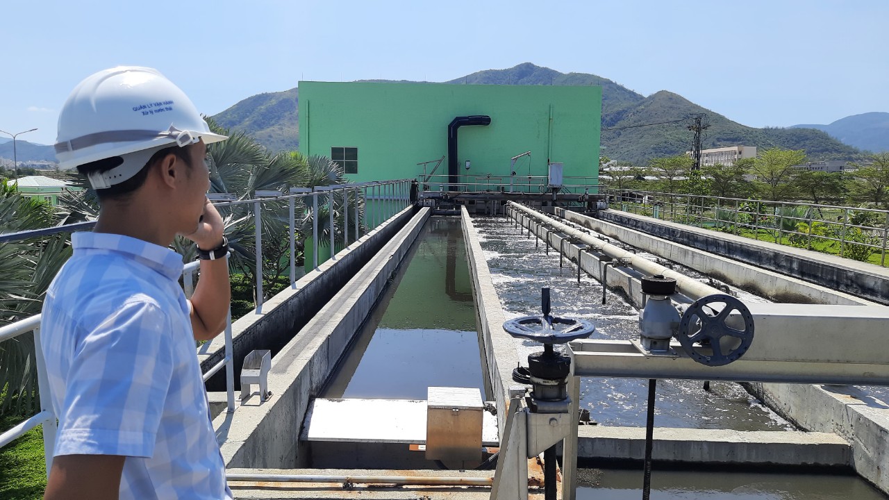 Nước thải được xử lý tại Nhà máy xử lý nước thải phía nam TP. Nha Trang.