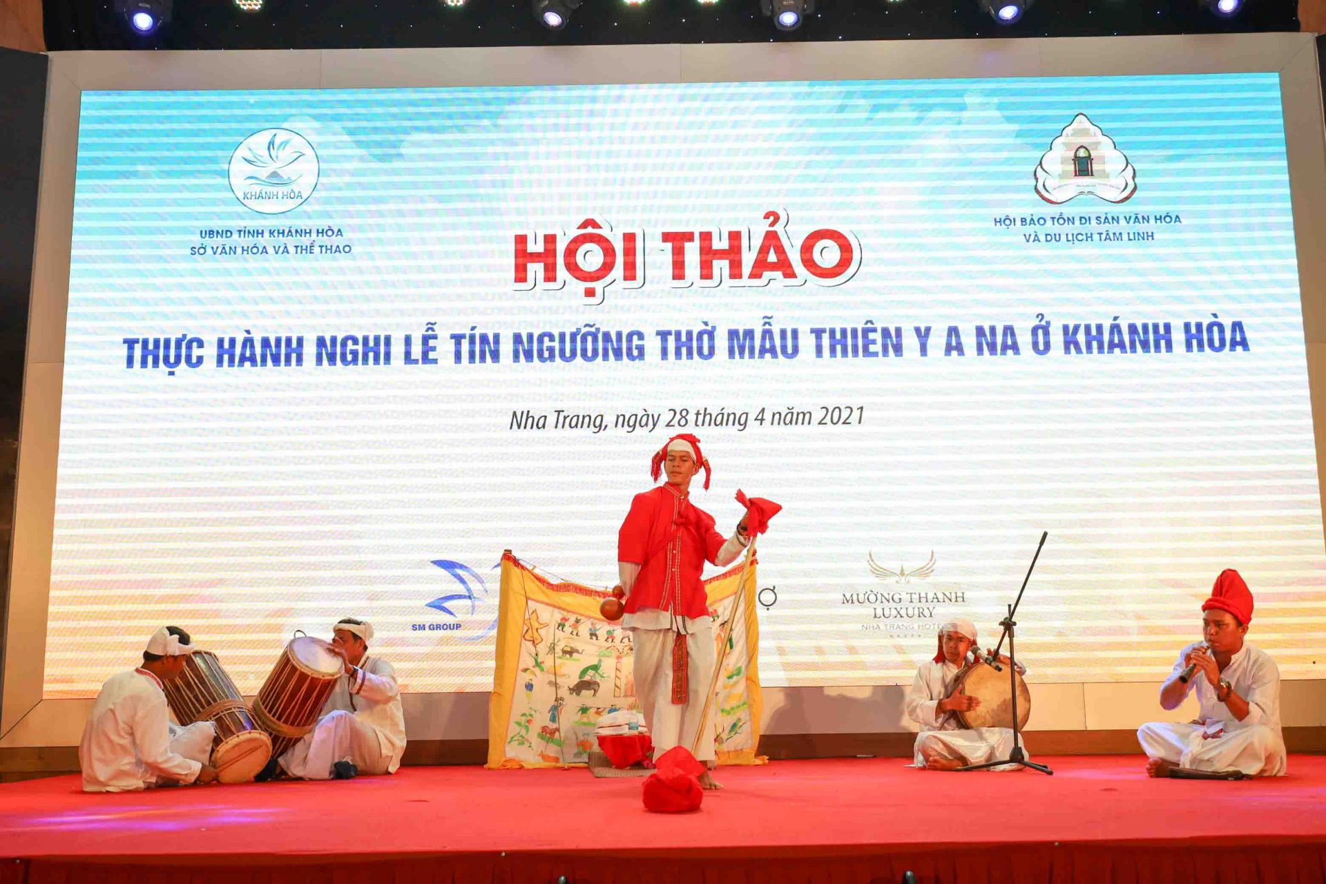 Cham artists performing Rijaharei, a ritual act of Thien Y A Na Holy Mother worship religion