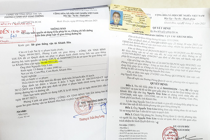 Một hồ sơ xử lý hành vi gian dối để được cấp giấy phép lái xe.