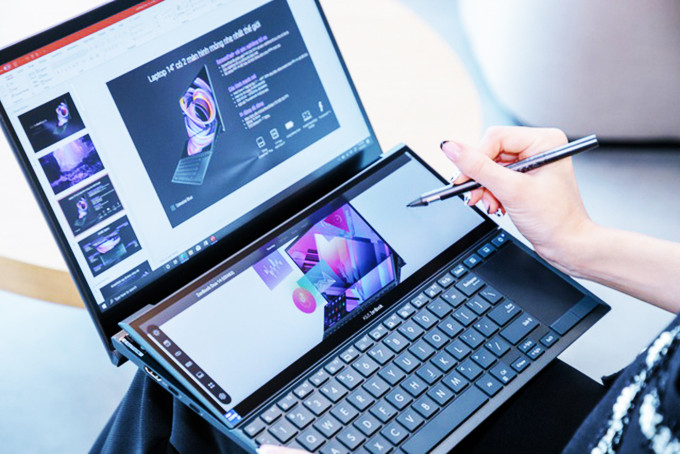 Laptop 2 Màn Hình Asus Zenbook Duo 14 Lên Kệ - Báo Khánh Hòa Điện Tử
