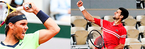 Nadal và Djokovic (bên phải) - kỳ phùng địch thủ trong làng banh nỉ.
