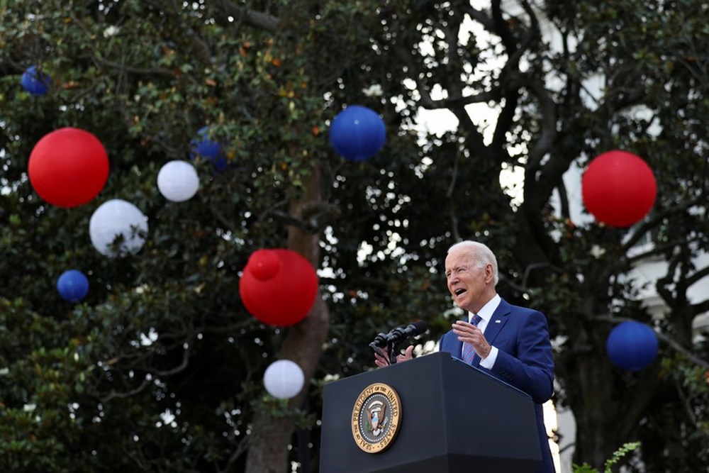 Từ Nhà Trắng, Tổng thống Joe Biden có bài phát biểu kỷ niệm Ngày Độc lập. (Ảnh: Reuters)
