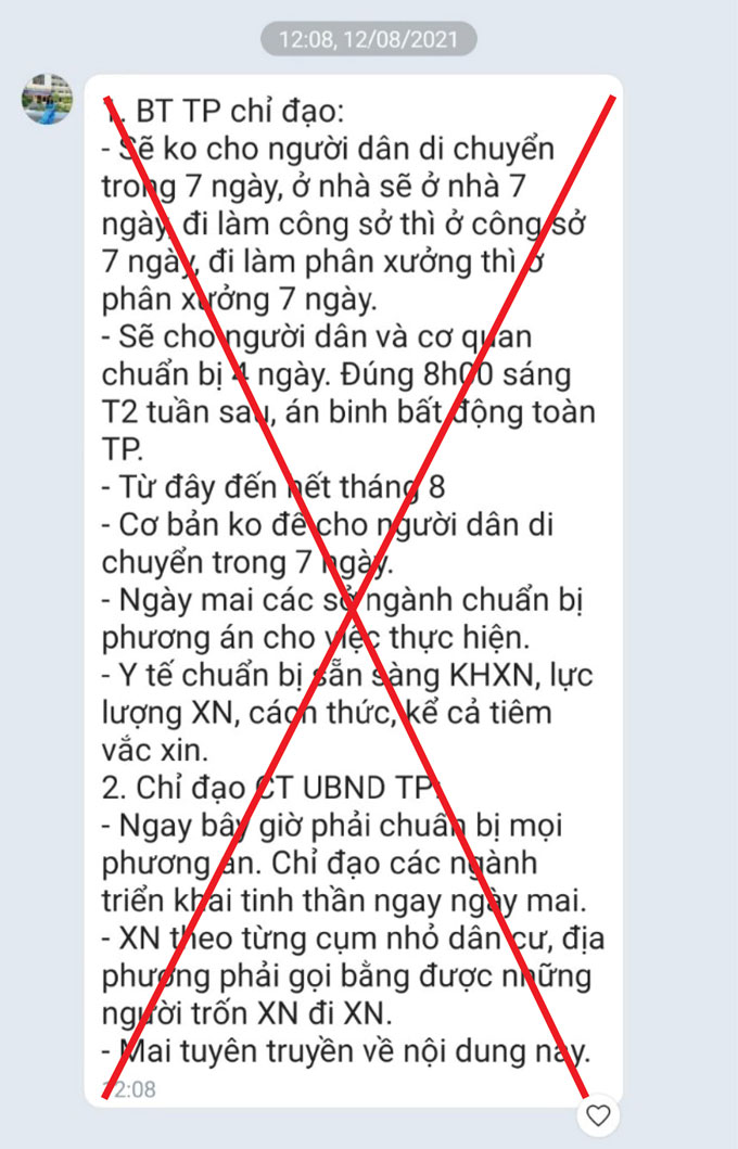 Thông tin TP. Nha Trang chỉ đạo &quot;không cho người dân di chuyển trong 7 ngày&quot; là tin giả