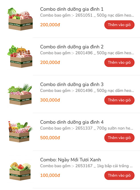 Các siêu thị triển khai đặt hàng theo combo