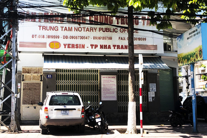 Văn phòng công chứng Trung tâm tạm dừng hoạt động trong thời gian TP. Nha Trang thực hiện giãn cách xã hội.