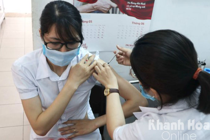Getting vaccinated in Nha Trang City.