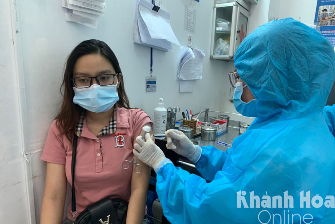 Getting vaccinated in Nha Trang City.