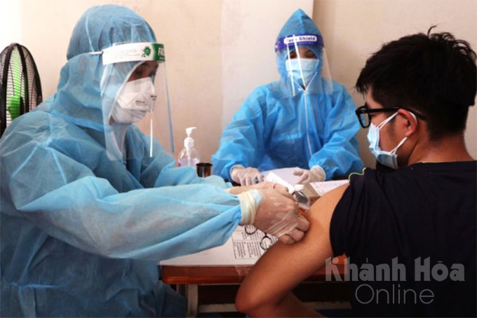 Getting vaccinated in Cam Ranh City.
