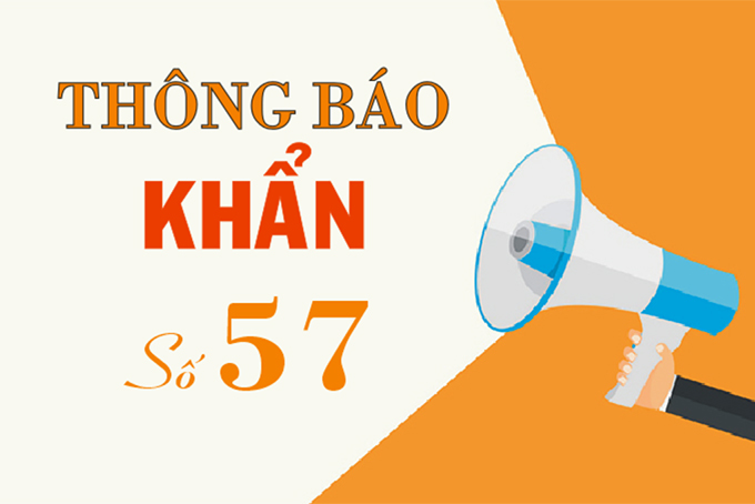 Thông báo khẩn số 57 tìm người liên quan đến trường hợp dương tính với SARS-CoV-2