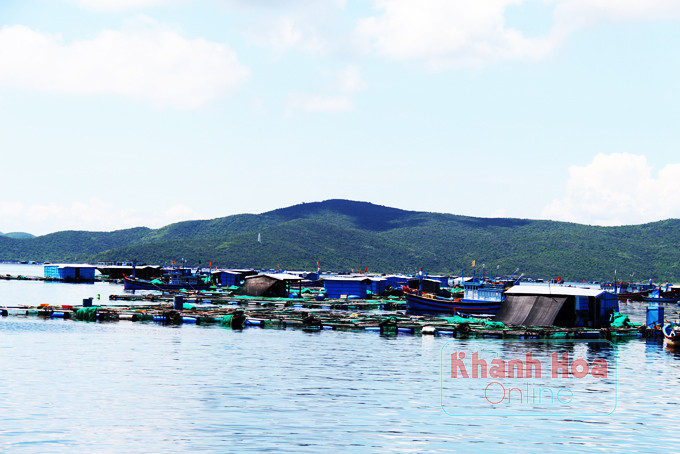 Một khu vực nuôi trồng thủy sản trên vịnh Vân Phong.