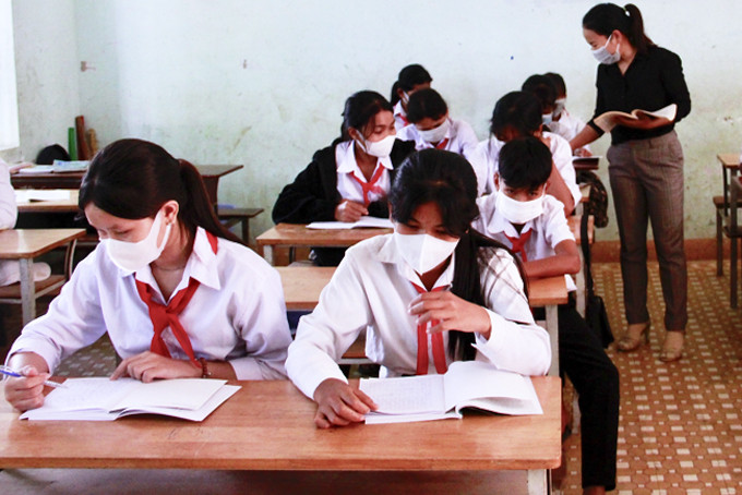 Một tiết học của học sinh Trường THCS Lê Văn Tám (huyện Khánh Vĩnh).