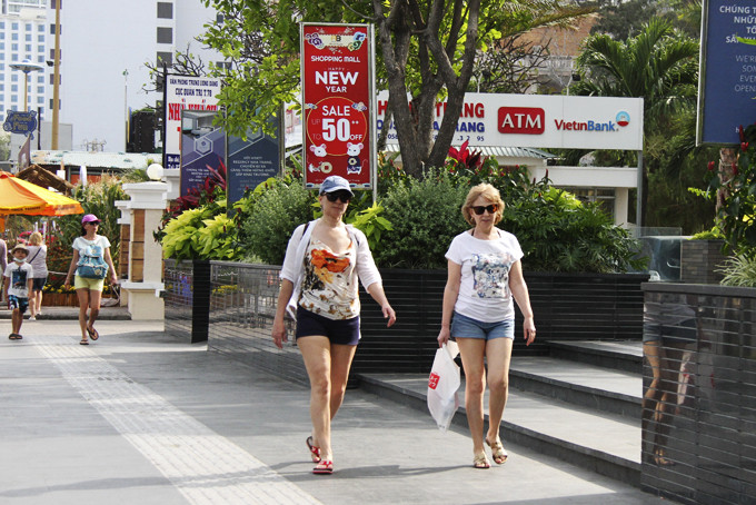 Russian tourists in Nha Trang in March, 2020