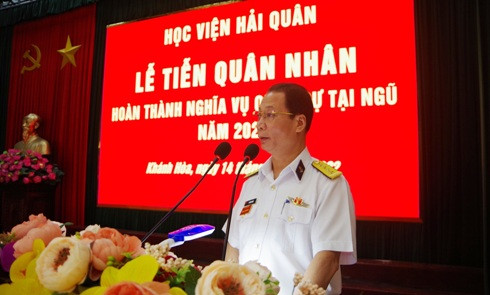 Đại tá Lê Hồng Chiến phát biểu tại buổi lễ.