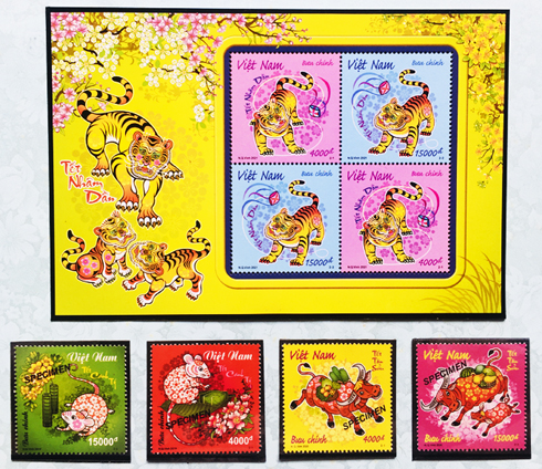 Trò chơi dân gian trên bộ tem Tết Nhâm Dần 2022