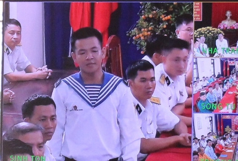 Chiến sĩ Nguyễn Trường Giang tham gia giao lưu tại buổi gặp mặt.