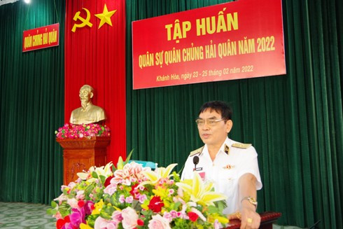 Chuẩn Đô đốc Phạm Khắc Lượng phát biểu chỉ đạo tại buổi khai mạc.