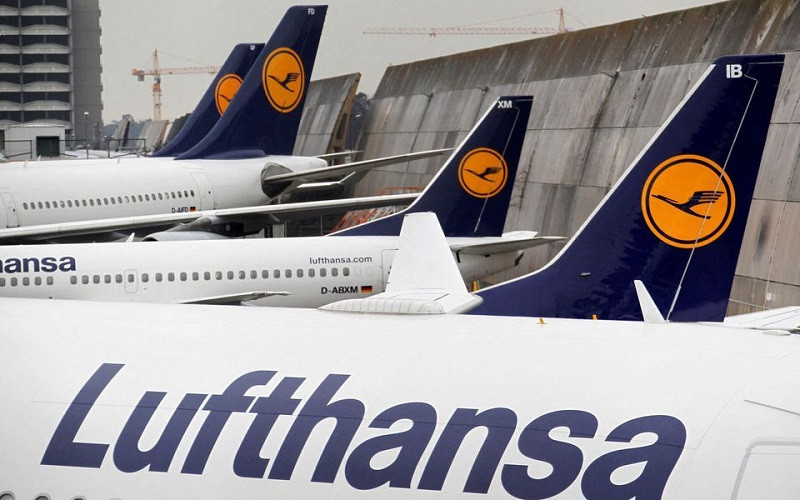 Máy bay của hãng hàng không Lufthansa tại Sân bay Frankfurt, Đức. (Ảnh: Reuters)