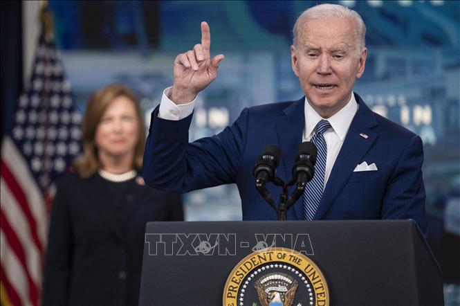 Tổng thống Mỹ Joe Biden phát biểu tại Nhà Trắng ở Washington, DC, ngày 4/3/2022. Ảnh: AFP/TTXVN