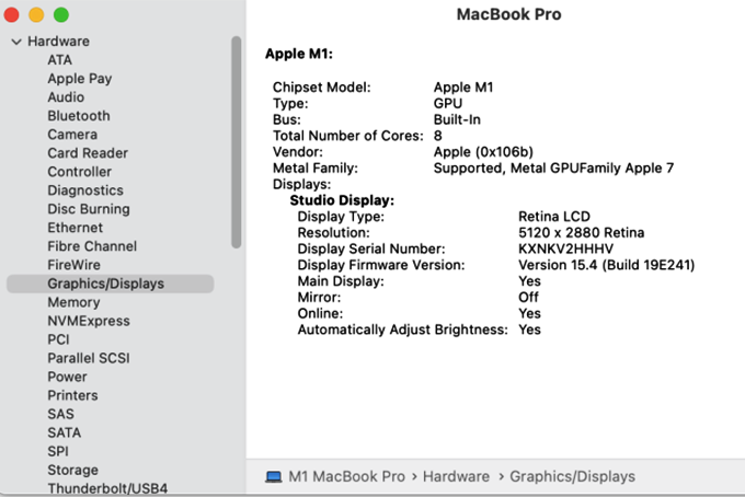 Thông tin về phiên bản firmware cho thấy Studio Display chạy phần mềm giống iPhone. 