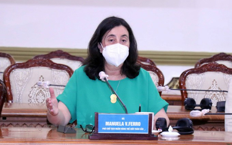 Bà Manuel V.Ferro, Phó Chủ tịch World Bank phát biểu tại buổi tiếp. (Ảnh: Xuân Khu/TTXVN)