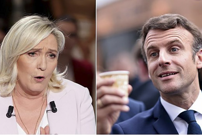 Tổng thống Emmanuel Macron và bà Marine Le Pen. (Nguồn: AP)