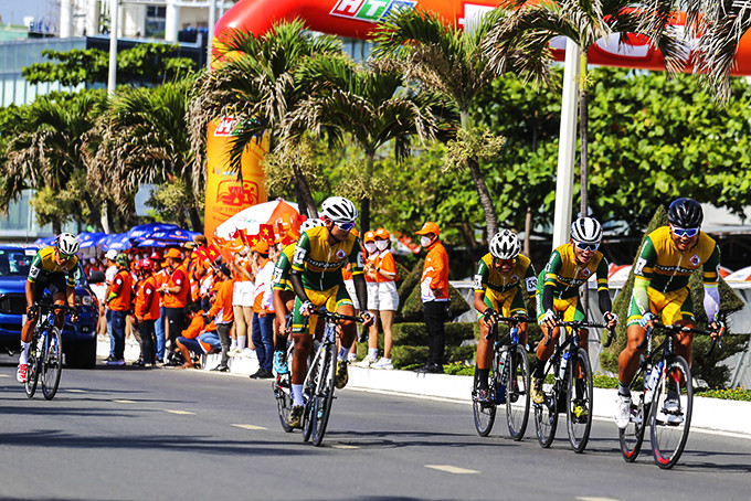 Cyclists competing in the 34th National Cycling Tournament – Ho Chi Minh City Television Cup stage 19