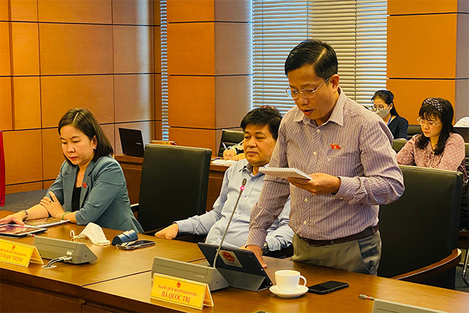 Ông Hà Quốc Trị - Phó Bí thư Tỉnh ủy, Trưởng đoàn Đại biểu Quốc hội tỉnh Khánh Hòa phát biểu ý kiến.