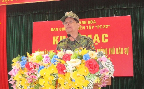 Ông Nguyễn Tấn Tuân phát biểu khai mạc cuộc diễn tập.